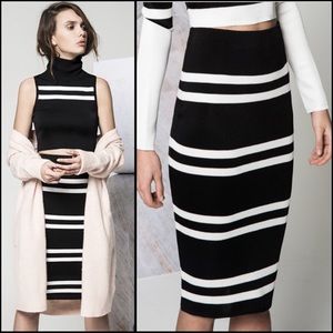 CAMEO Black White Stripe Stretch Knit Skirt